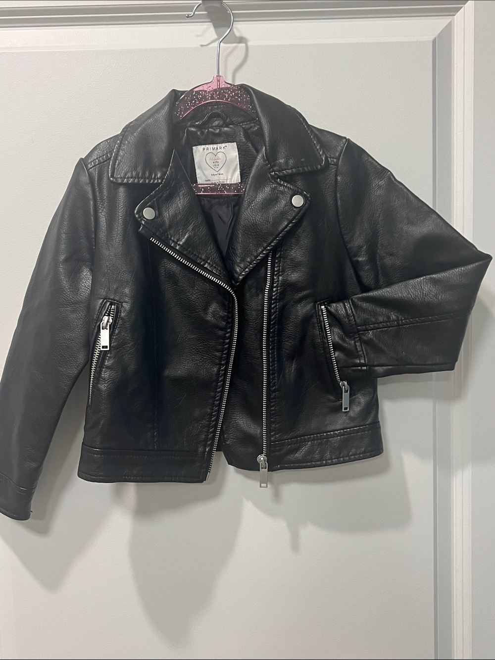 Primark,  Girls Black Faux Leather Biker Jacket. Like new.